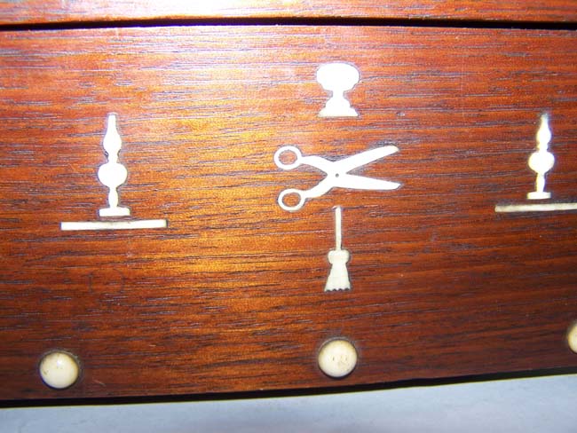 A Charming 19th century Sailor Made Folk Art Sewing Box with Ivory Inlays dated 1864 — image 6